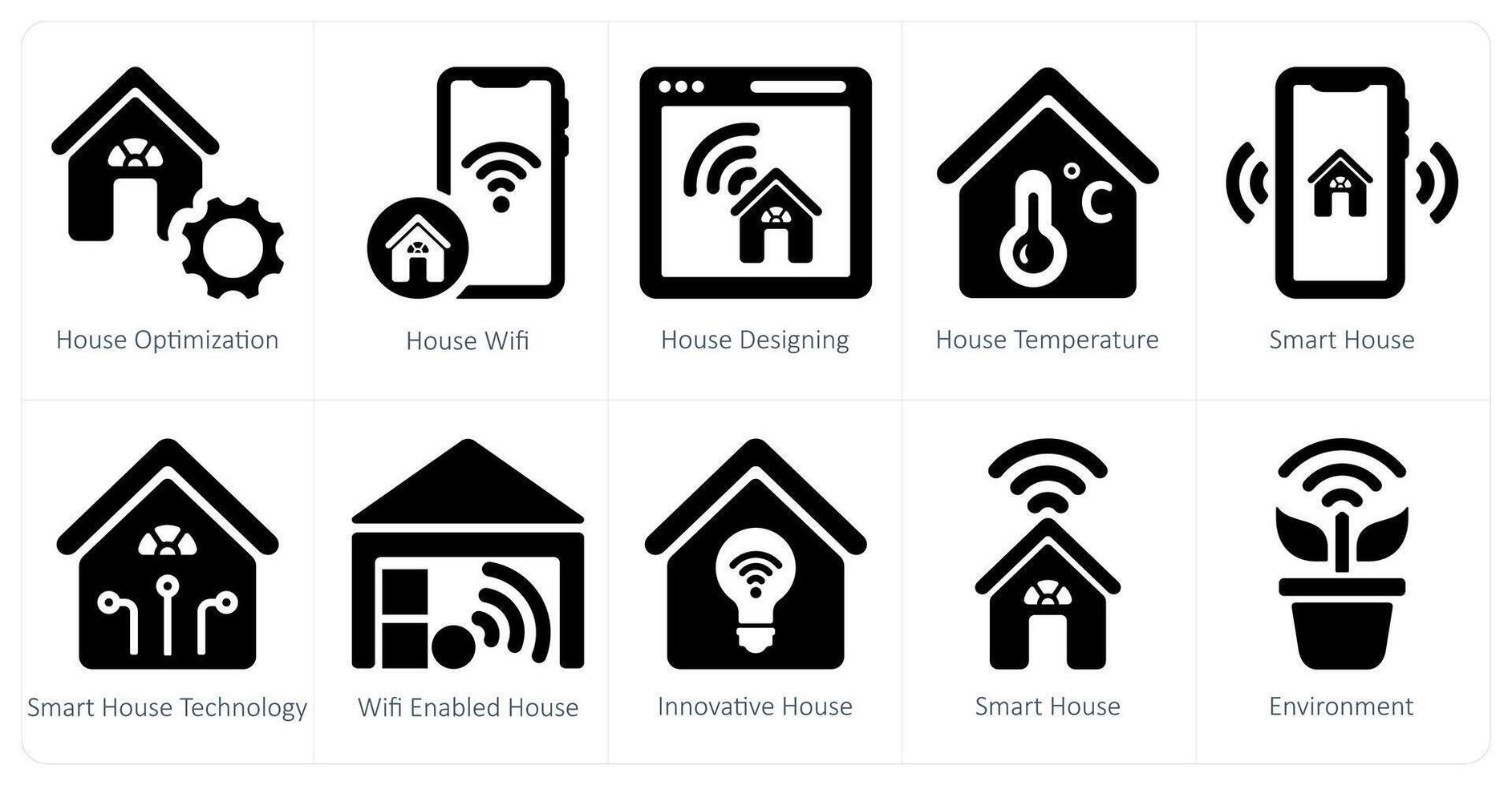 uma conjunto do 10 inteligente casa ícones Como casa otimização, casa Wi-fi, casa concepção vetor