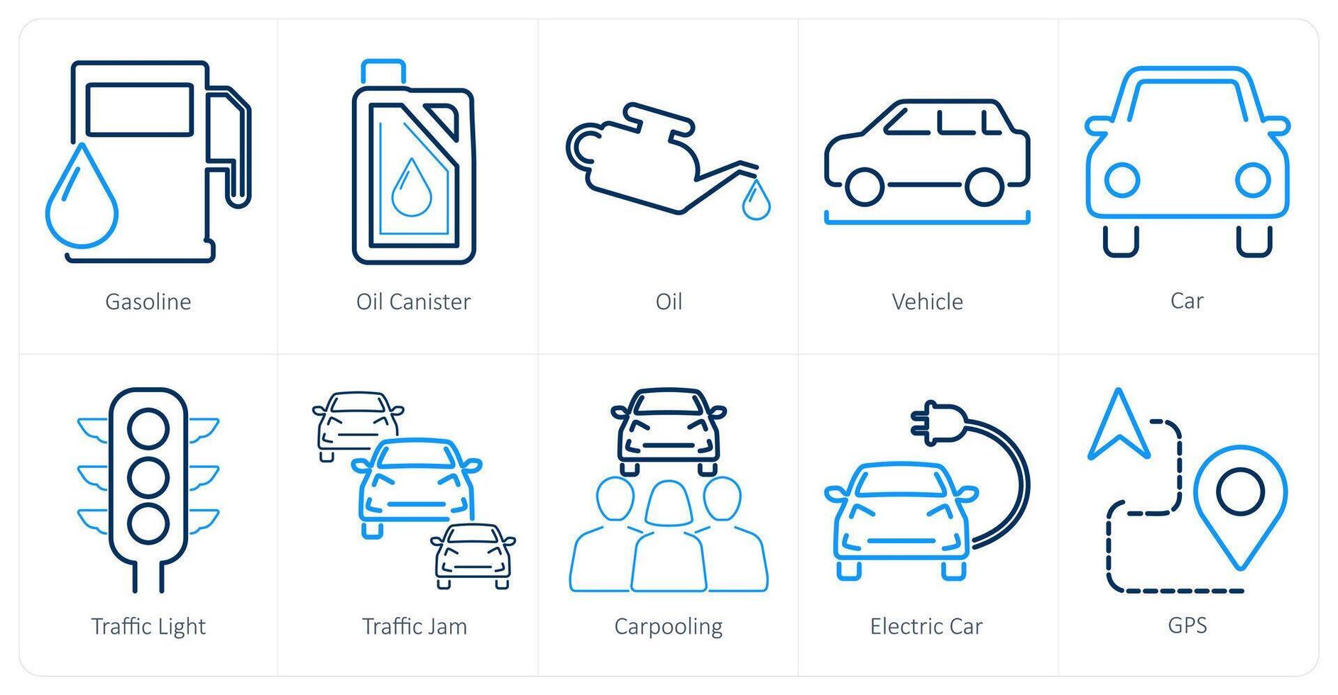 uma conjunto do 10 carro ícones Como Gasolina, óleo vasilha, óleo vetor