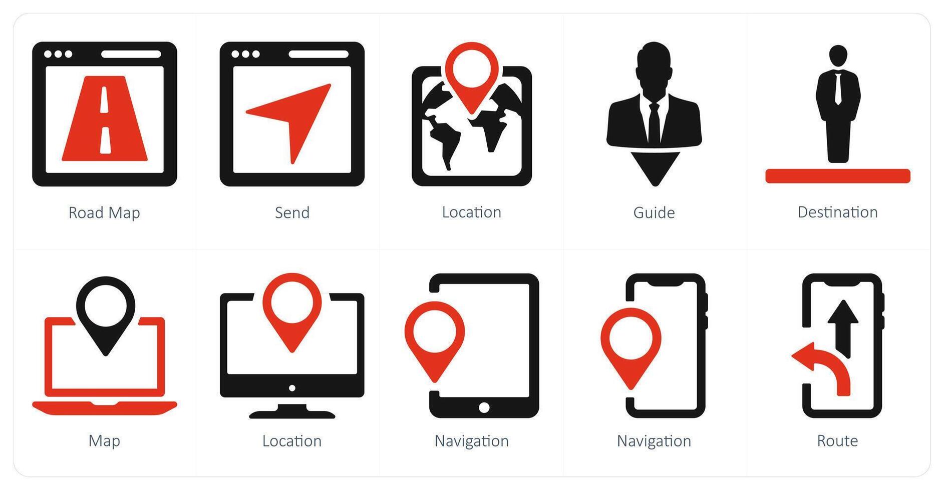 uma conjunto do 10 navegação ícones Como estrada mapa, enviar, localização vetor