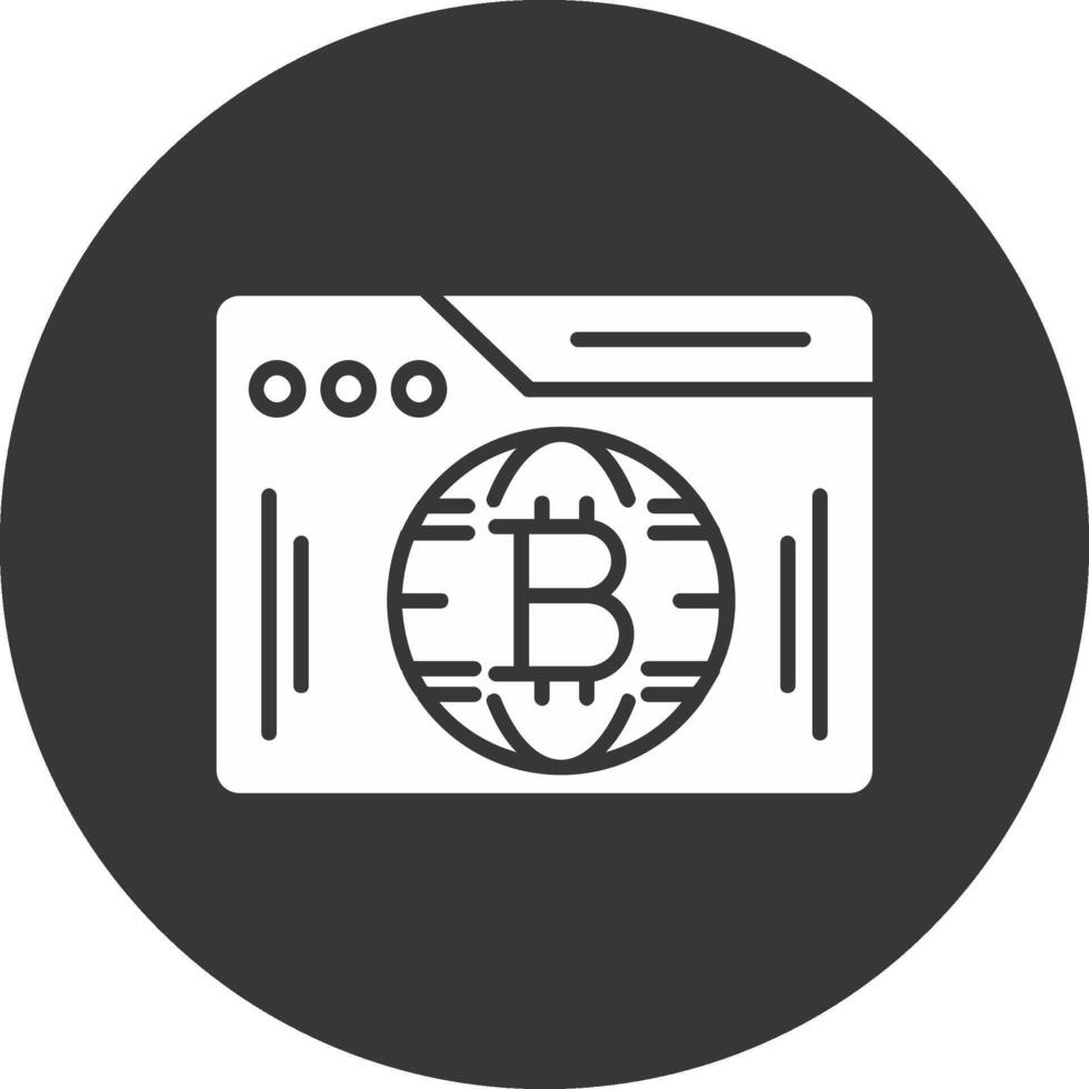 bitcoin rede glifo invertido ícone vetor