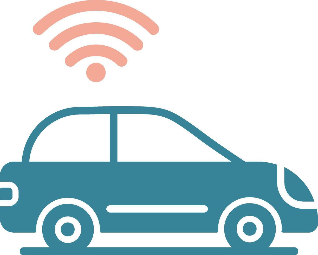 ícone de duas cores de glifo de carro inteligente vetor