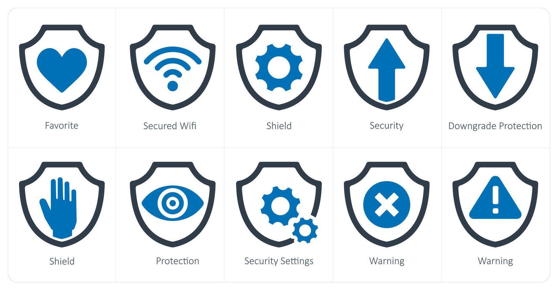 uma conjunto do 10 segurança ícones Como favorito, seguro Wi-fi, escudo, segurança vetor
