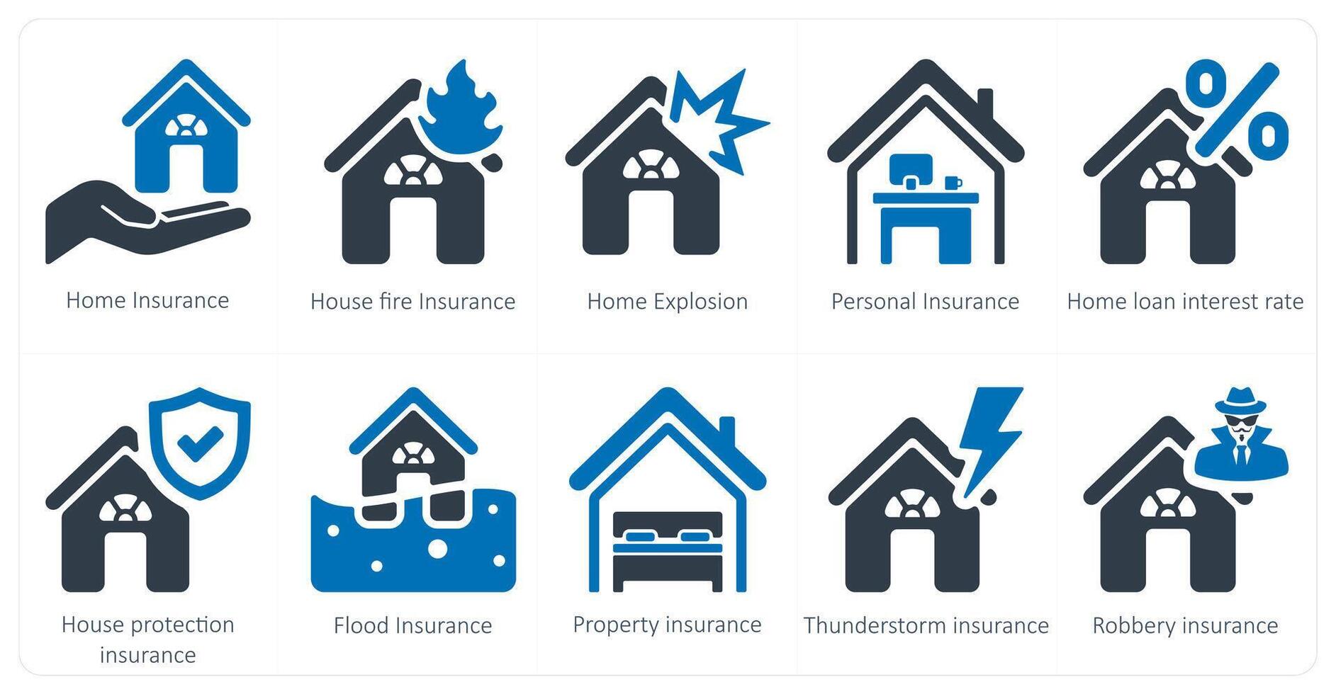 uma conjunto do 10 seguro ícones Como casa seguro, casa fogo seguro, casa explosão vetor