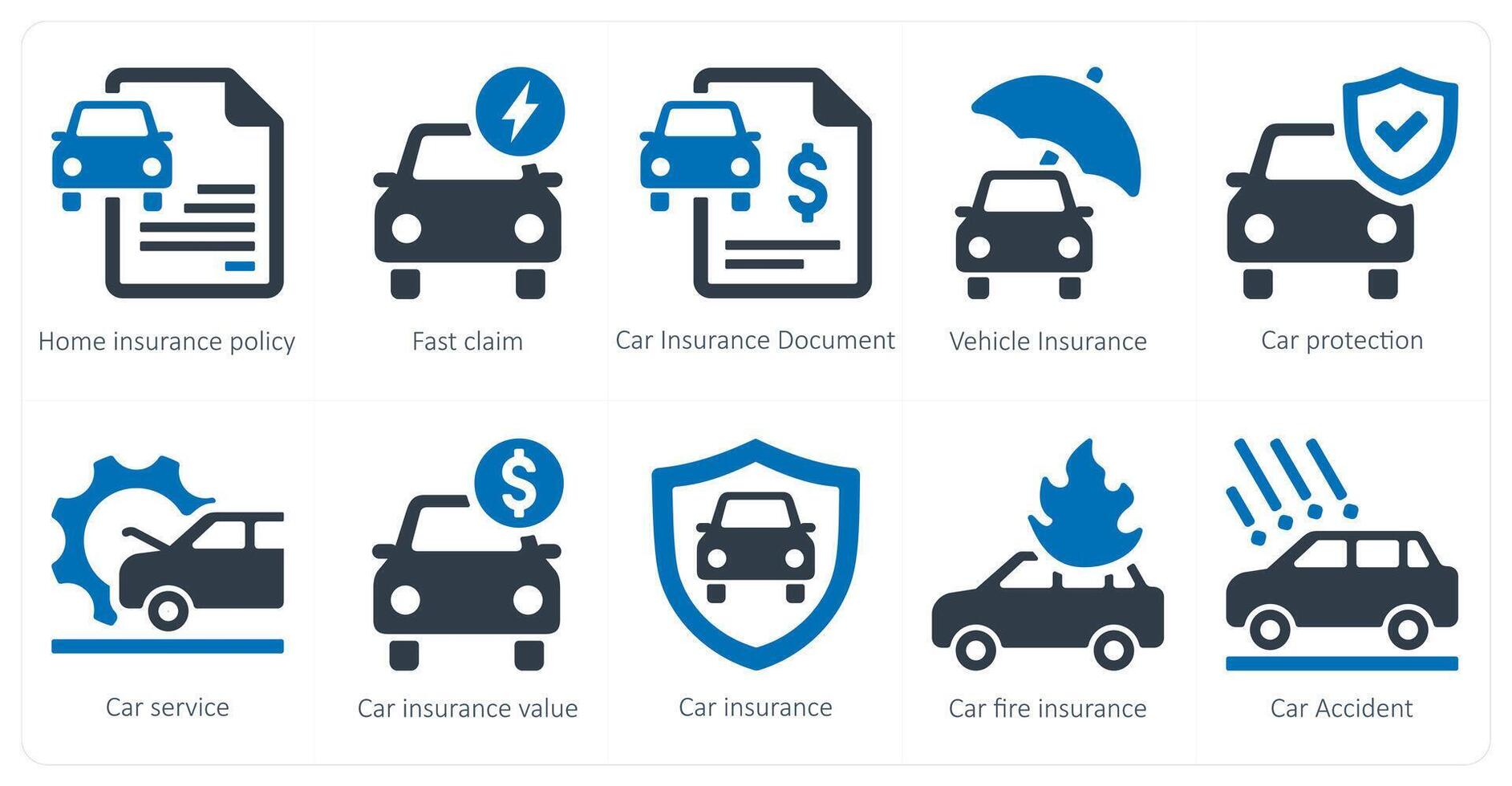 uma conjunto do 10 seguro ícones Como casa seguro política, velozes alegar, carro seguro documento vetor