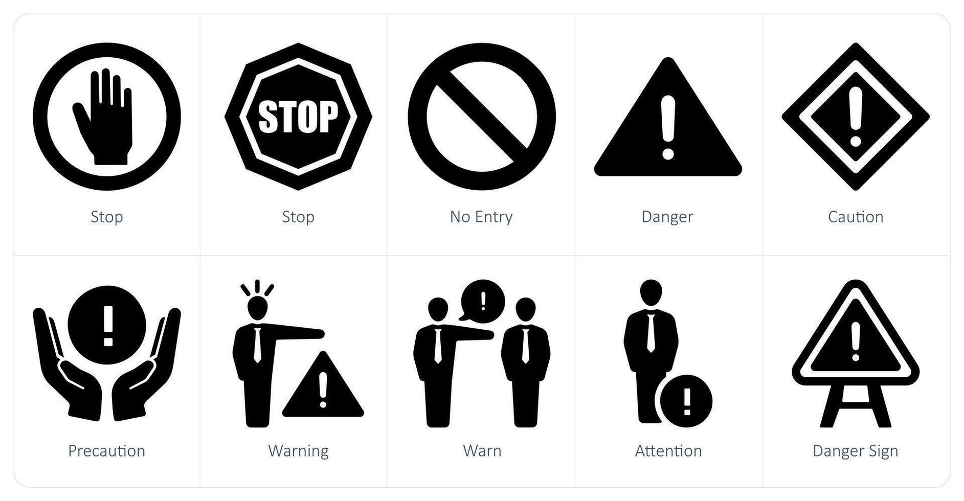 uma conjunto do 10 perigo Perigo ícones Como parar, não entrada, Perigo vetor