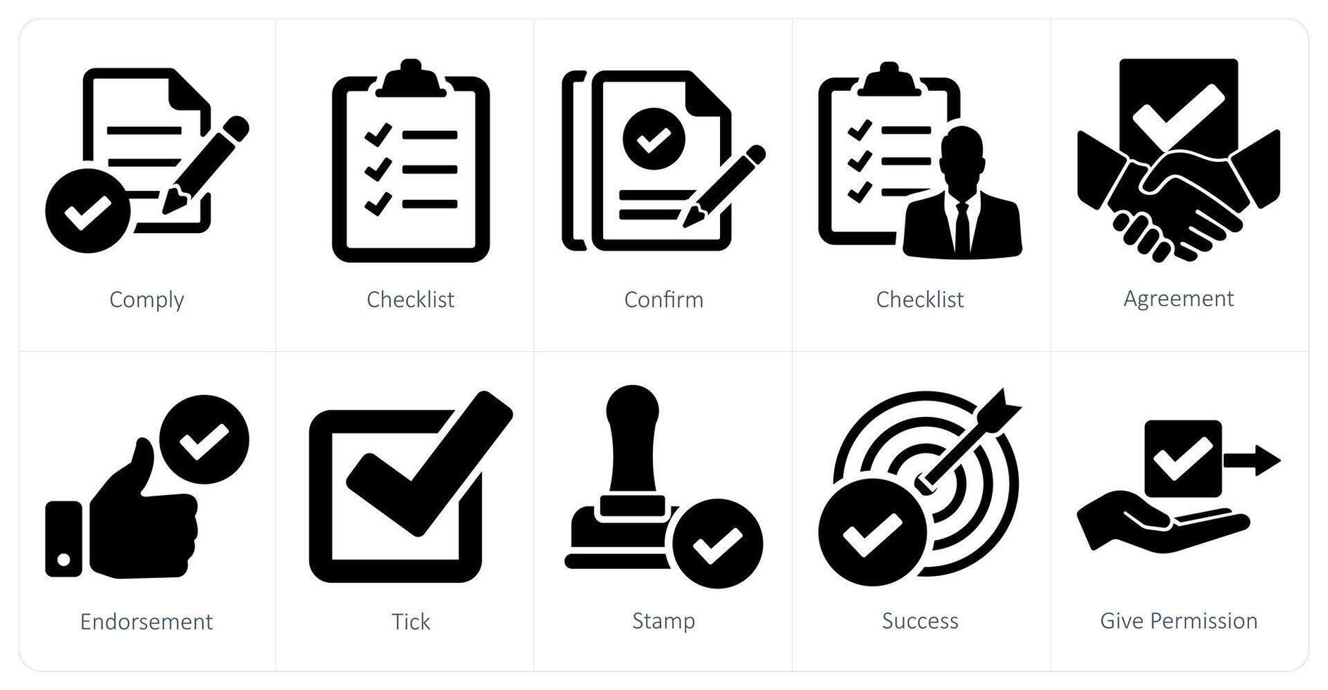 uma conjunto do 10 marca de verificação ícones Como cumprir, lista de controle, confirme vetor