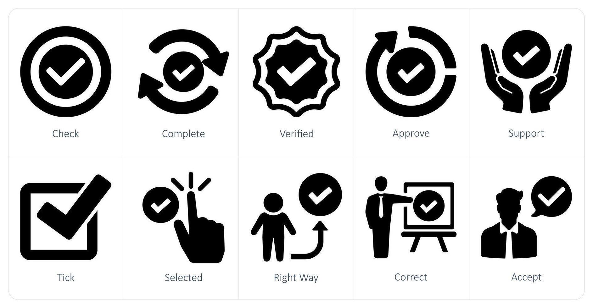 uma conjunto do 10 marca de verificação ícones Como verificar, completo, verificado vetor