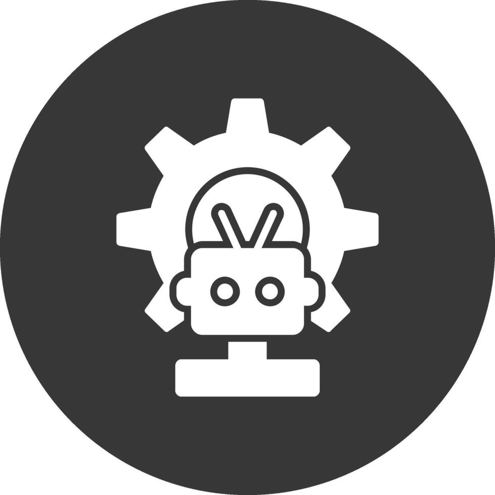 ícone invertido de glifo de robô vetor