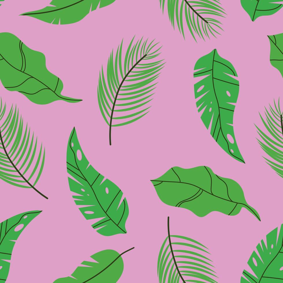 desatado padronizar do tropical folhas. floral padrão, tropical plantar linha artes. Projeto para papel, capas, tecidos, casa decoração e de outros Usuários. vetor