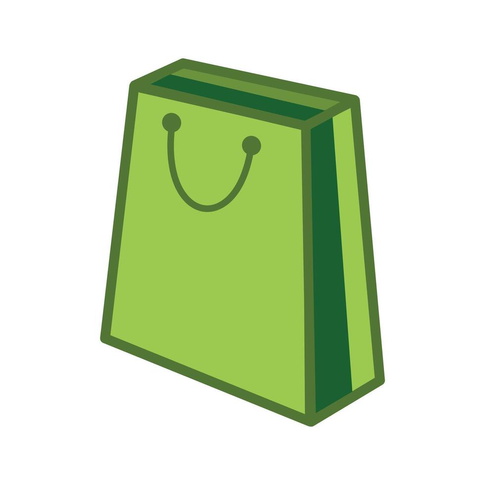 verde compras saco ícone dentro isométrico 3d estilo em uma branco fundo. básico elemento Projeto ilustração vetor