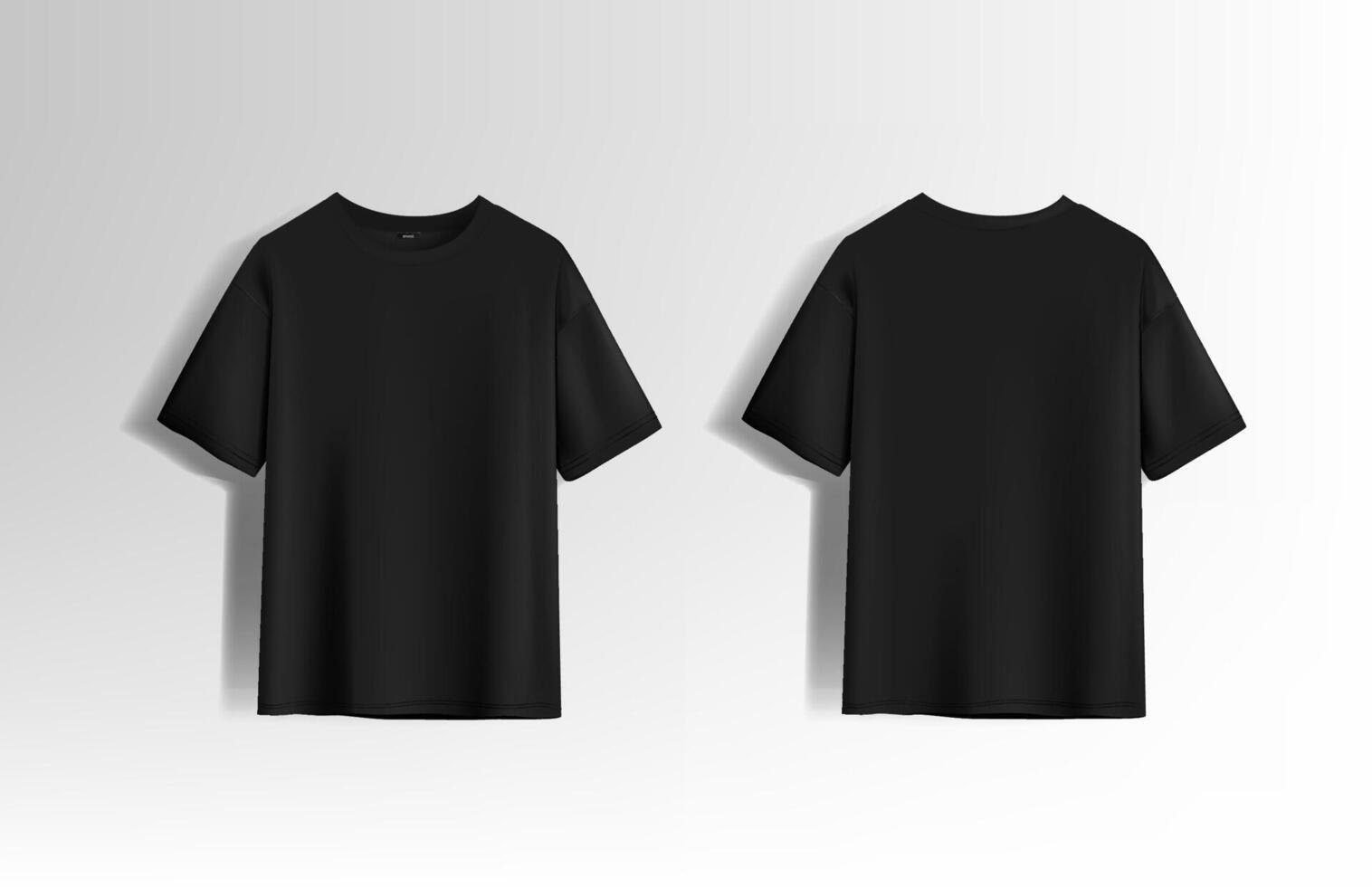 masculino Preto curto manga camiseta brincar. frente visualizar. modelo. vetor