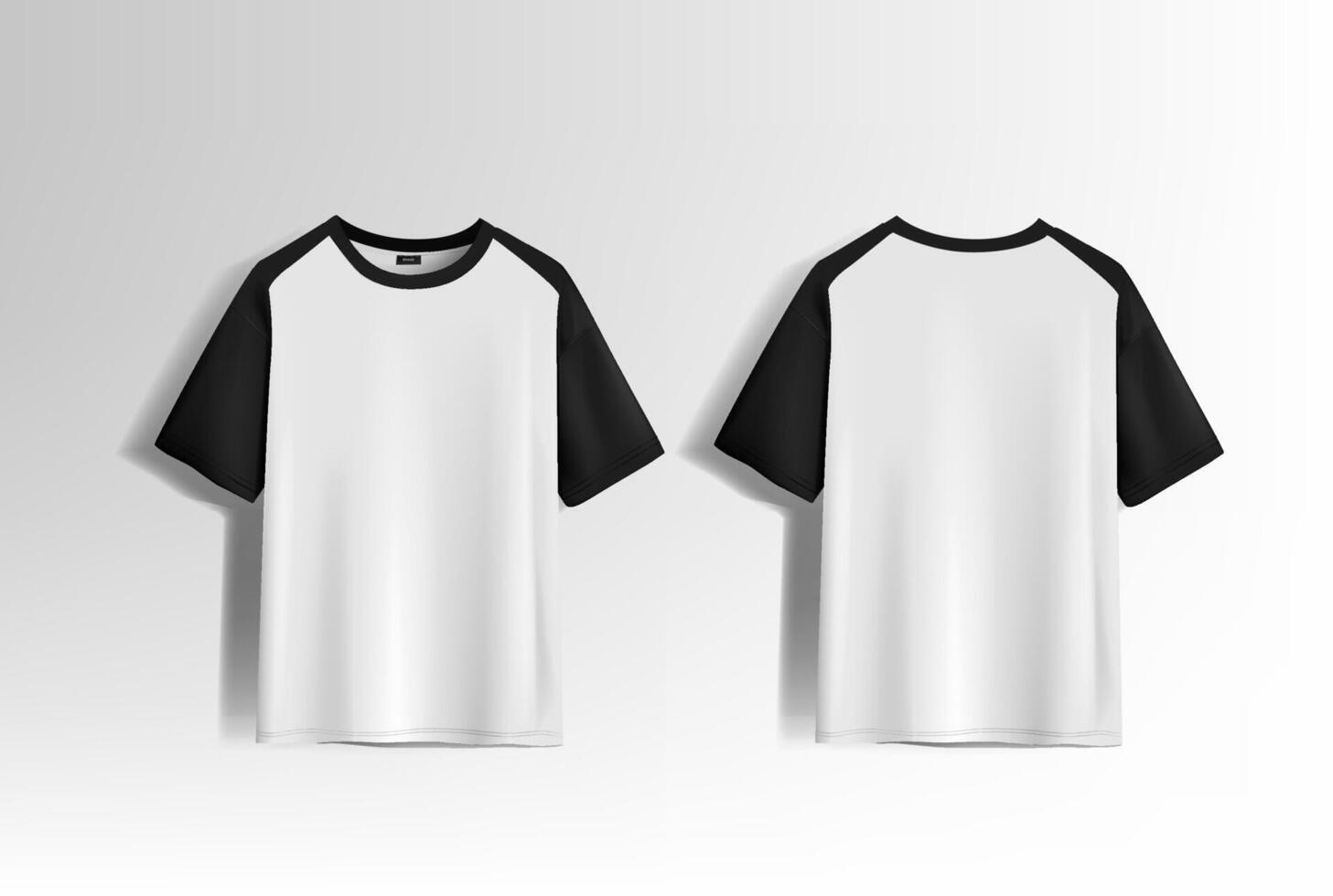 masculino Preto beisebol curto manga camiseta brincar. frente visualizar. modelo. vetor