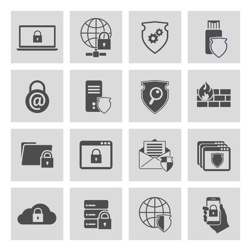 Conjunto de ícones de segurança de tecnologia de informação vetor