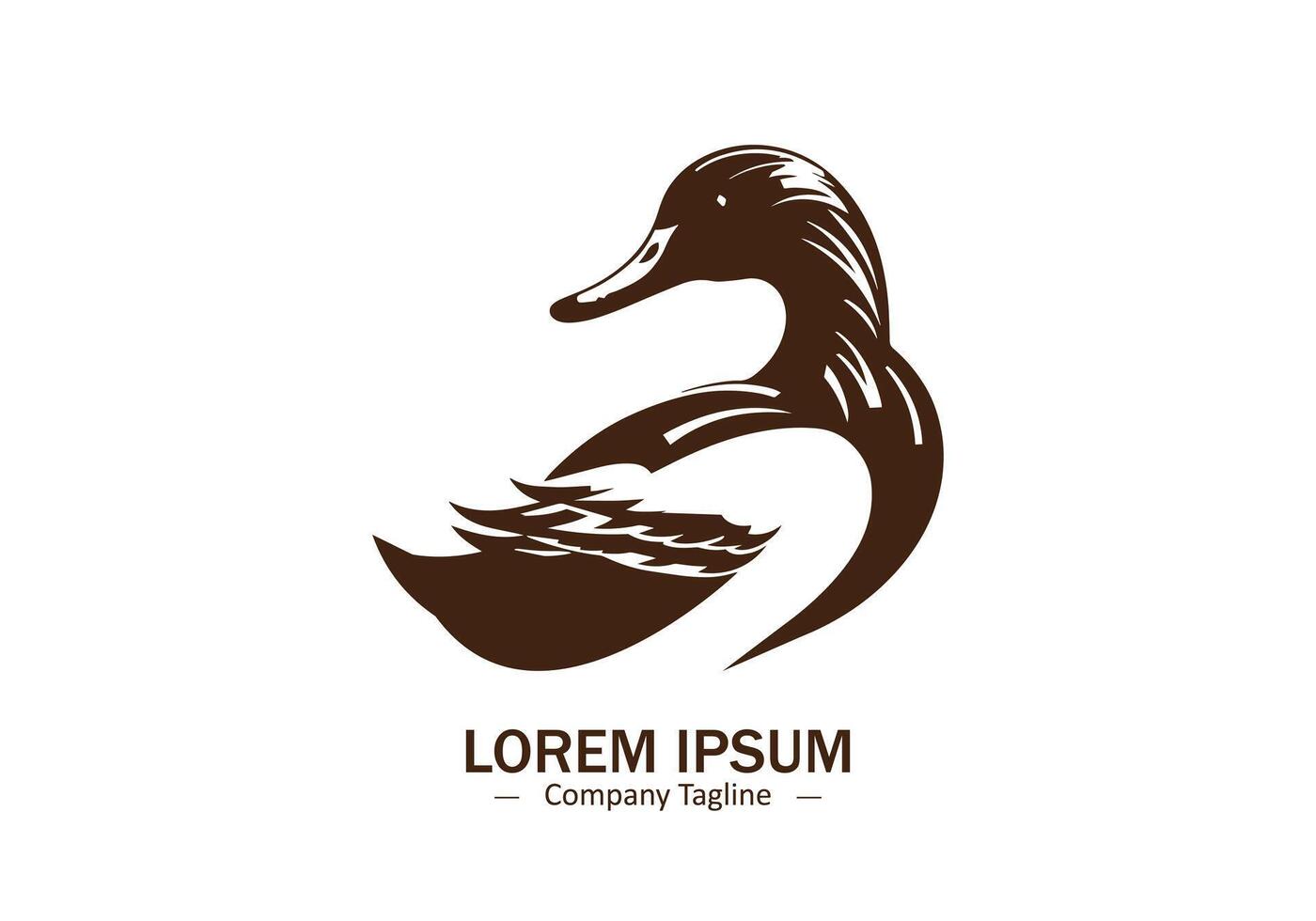 Pato ou cisne logotipo ícone silhueta isolado em branco fundo vetor