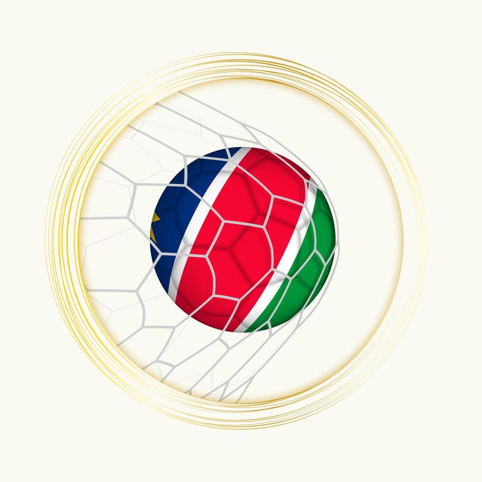 Namíbia pontuação meta, abstrato futebol símbolo com ilustração do Namíbia bola dentro futebol líquido. vetor