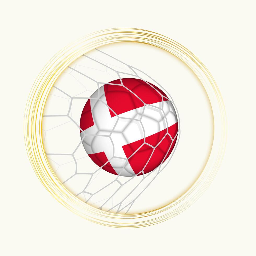 Dinamarca pontuação meta, abstrato futebol símbolo com ilustração do Dinamarca bola dentro futebol líquido. vetor