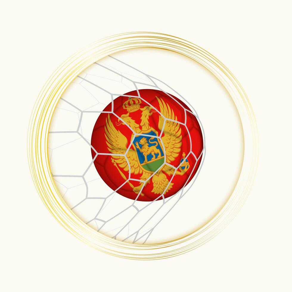 Montenegro pontuação meta, abstrato futebol símbolo com ilustração do Montenegro bola dentro futebol líquido. vetor