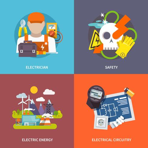 Conjunto plano de eletricidade vetor