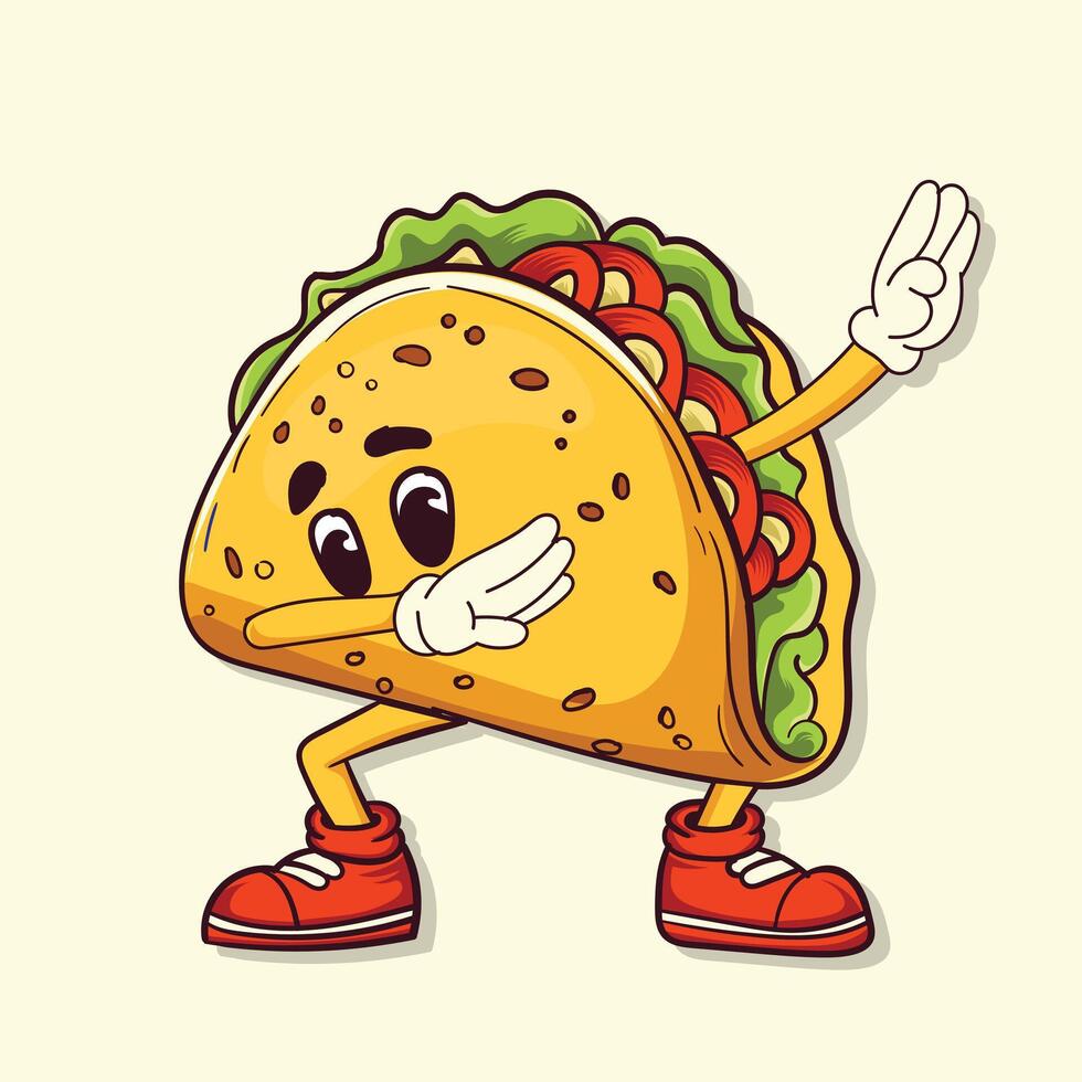 taco dabbing dança desenho animado ilustração vetor