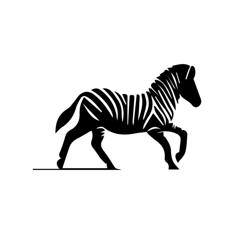 zebra em pé silhueta, zebra animal jardim zoológico ícone logotipo vetor