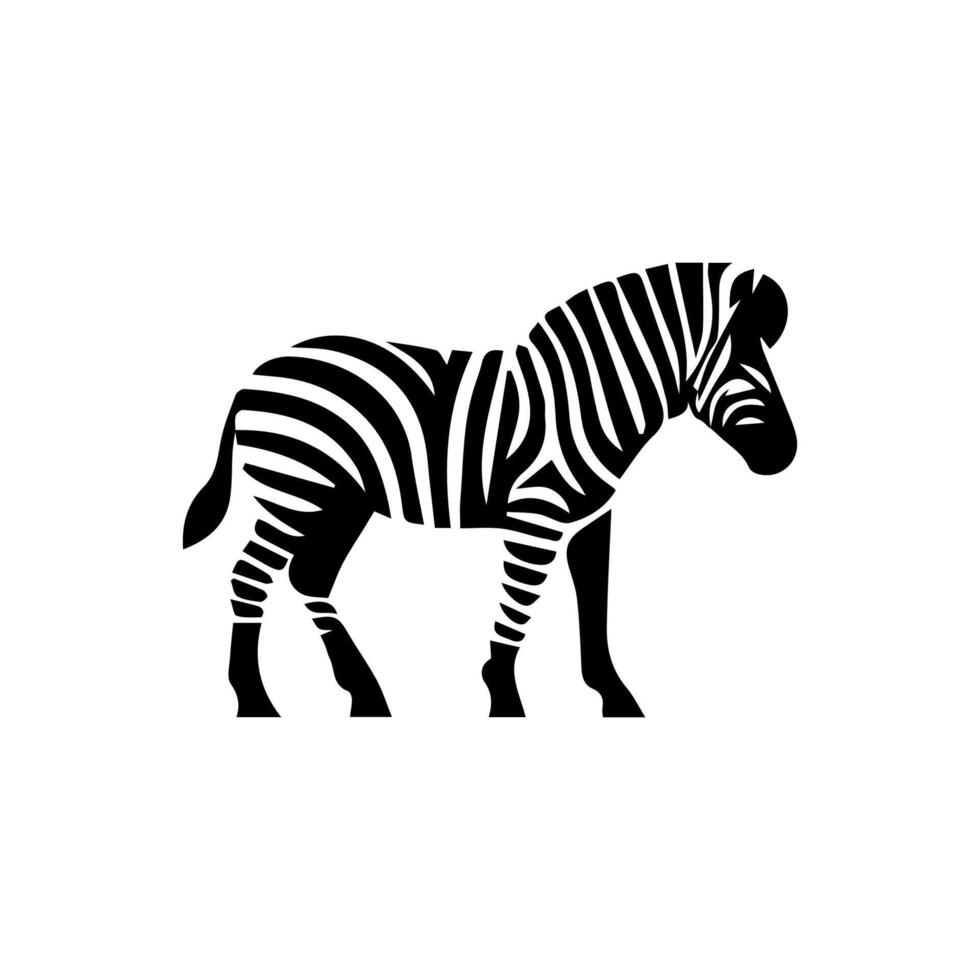 zebra em pé silhueta, zebra animal jardim zoológico ícone logotipo vetor