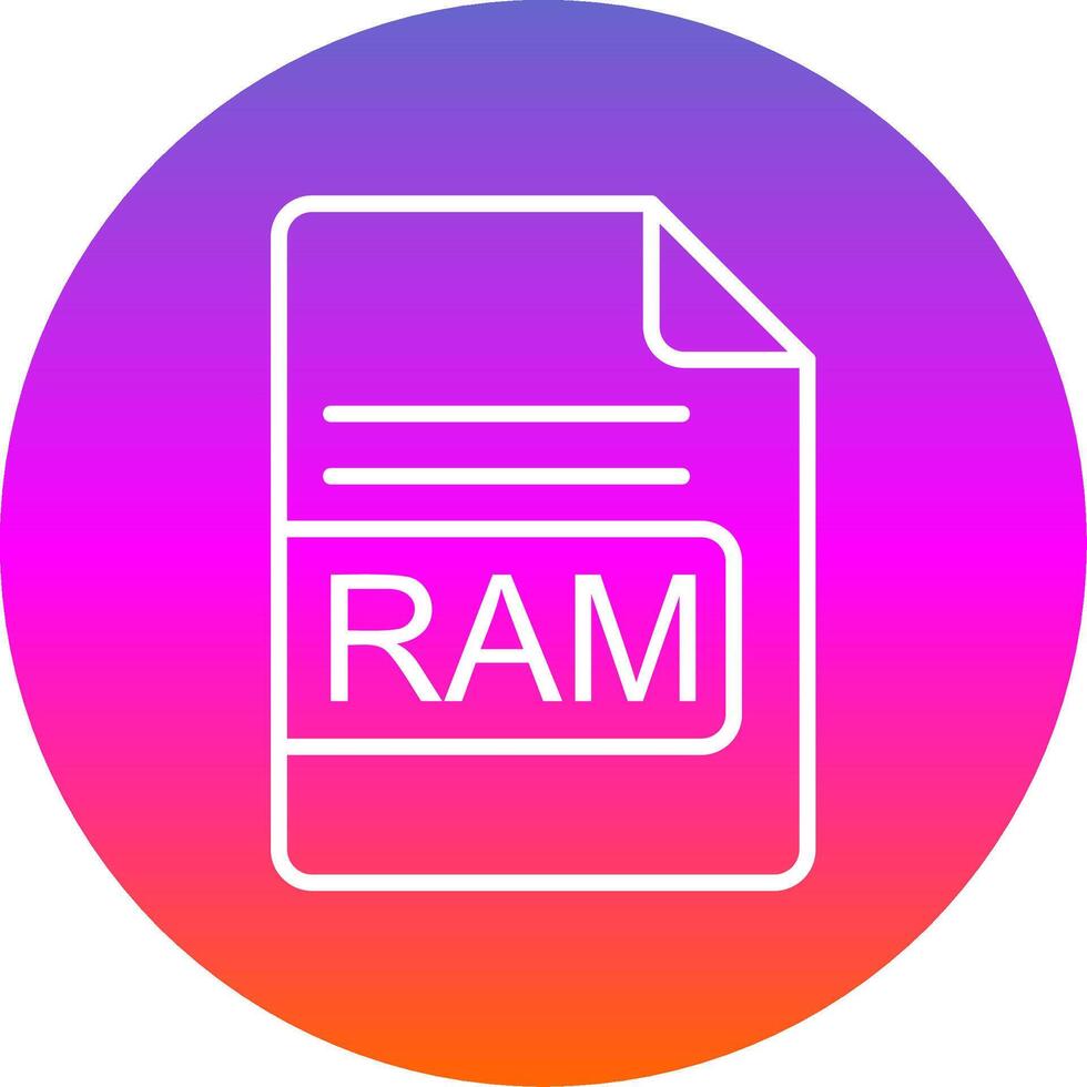 RAM Arquivo formato linha gradiente círculo ícone vetor