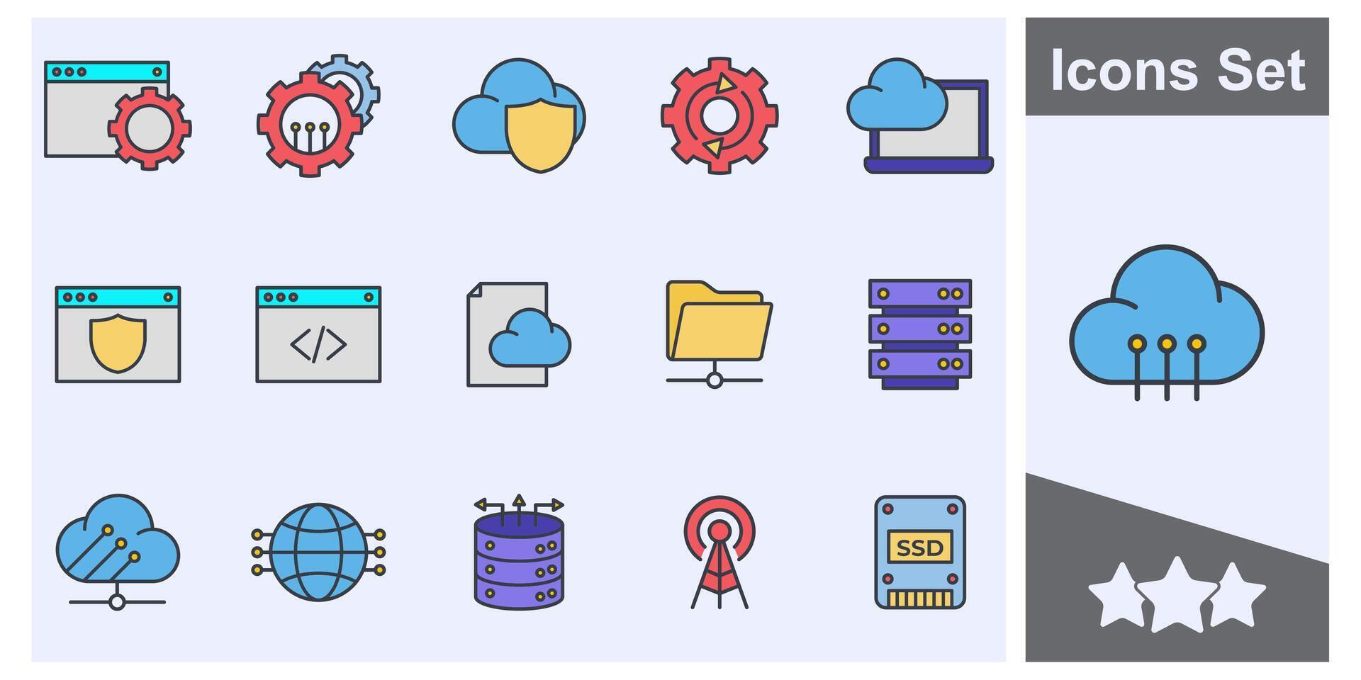 nuvem Informática, nuvem Serviços ícone conjunto símbolo coleção, logotipo isolado ilustração vetor
