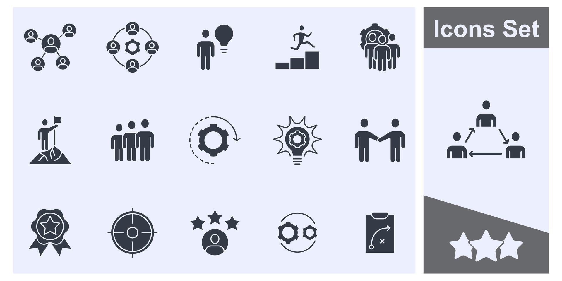 trabalho em equipe dentro o negócio gestão ícone conjunto símbolo coleção, logotipo isolado ilustração vetor