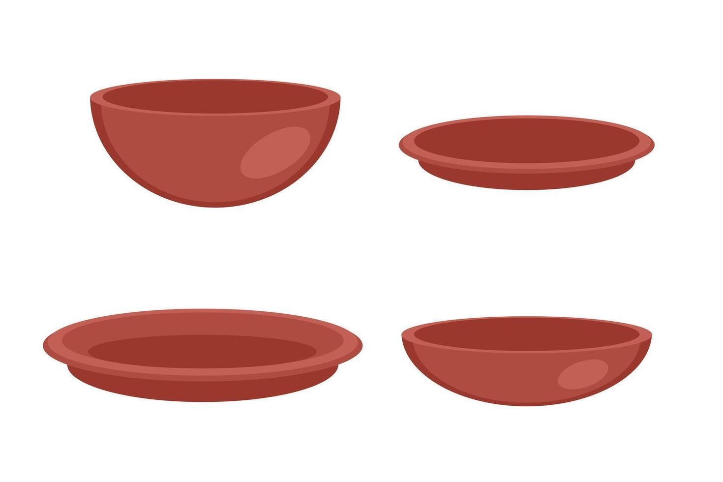 esvaziar taças e pratos coleção. mão desenhado cozinha definir. simples rabisco ilustração isolado em branco fundo. vetor