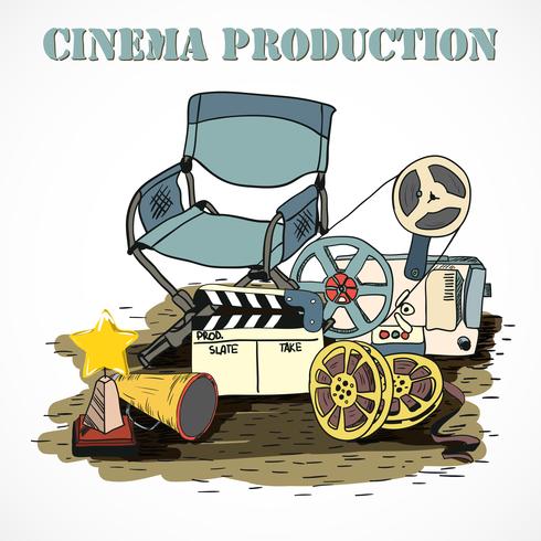Cartaz decorativo de produção de cinema vetor