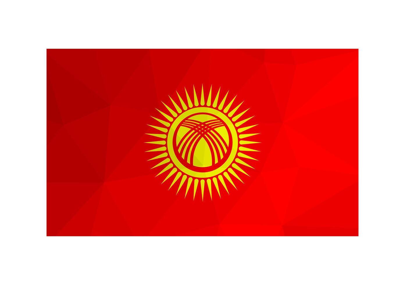 ilustração. oficial bandeira do quirguistão. Novo nacional bandeira dentro vermelho e amarelo cores. criativo Projeto dentro baixo poli estilo com triangular formas. gradiente efeito vetor