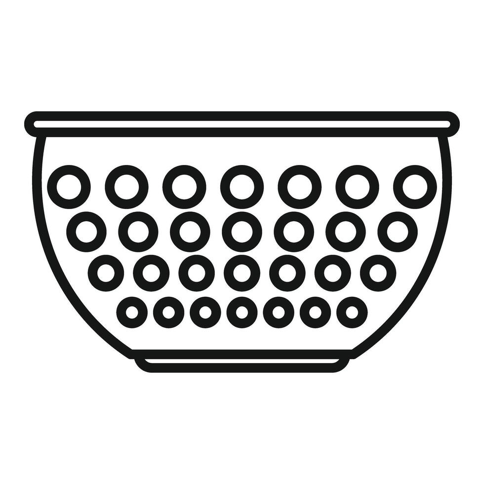 pequeno escorredor de macarrão ícone esboço . cozinhando peneira ferramenta vetor
