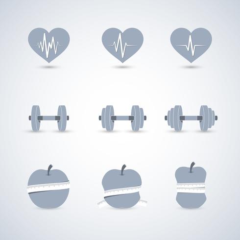 Conjunto de ícones de progresso de exercícios de fitness vetor