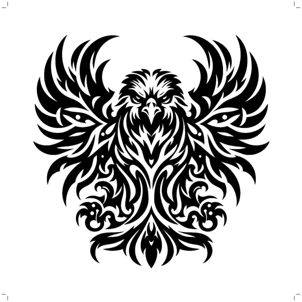 águia, Falcão dentro moderno tribal tatuagem, abstrato linha arte do animais, minimalista contorno. vetor