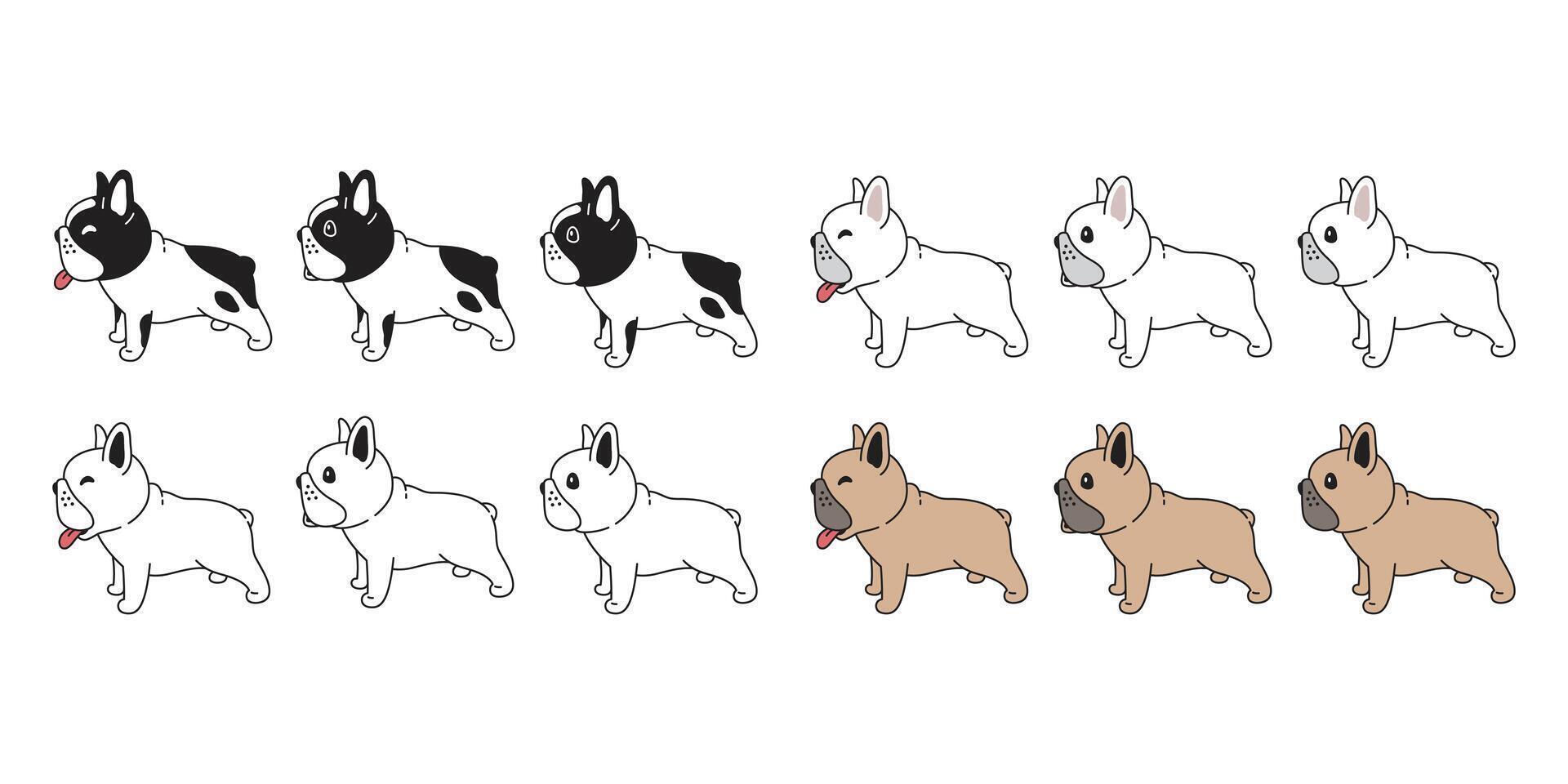 cachorro francês buldogue ícone cachorro animal procriar pata personagem desenho animado símbolo cachecol rabisco ilustração Projeto vetor