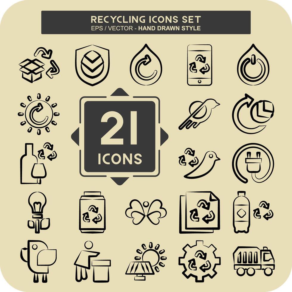 ícone conjunto reciclando. relacionado para Educação símbolo. mão desenhado estilo. simples Projeto ilustração vetor