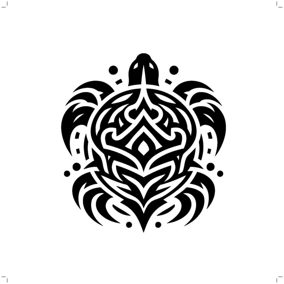 mar tartaruga dentro moderno tribal tatuagem, abstrato linha arte do animais, minimalista contorno. vetor