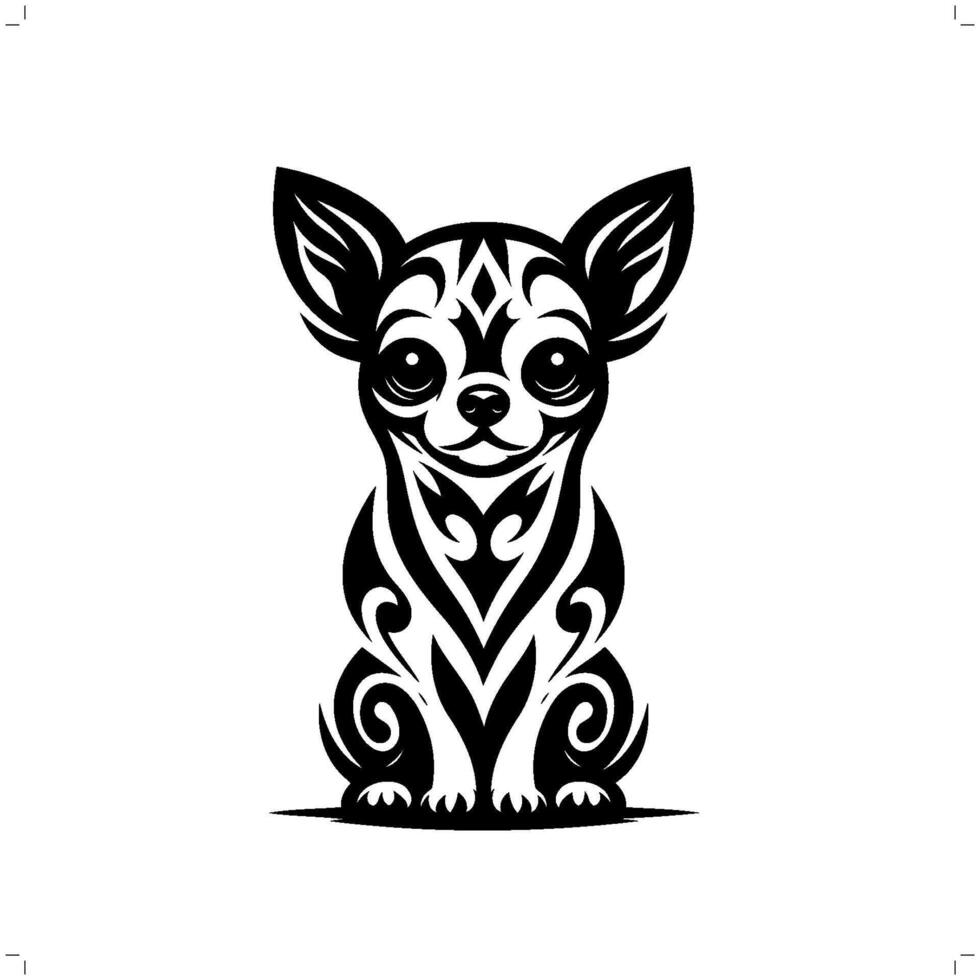chihuahua cachorro dentro moderno tribal tatuagem, abstrato linha arte do animais, minimalista contorno. vetor