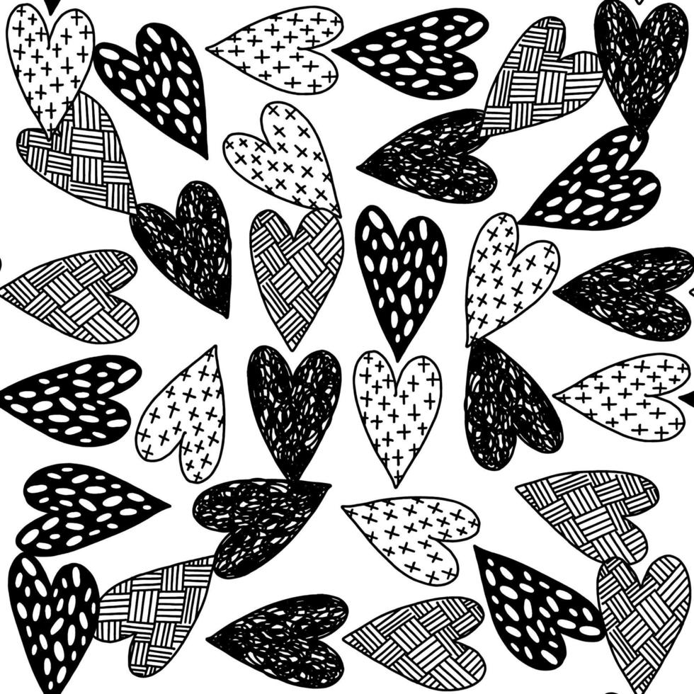 coração doodle desenho sem costura pattern.design elemento de decoração. vetor