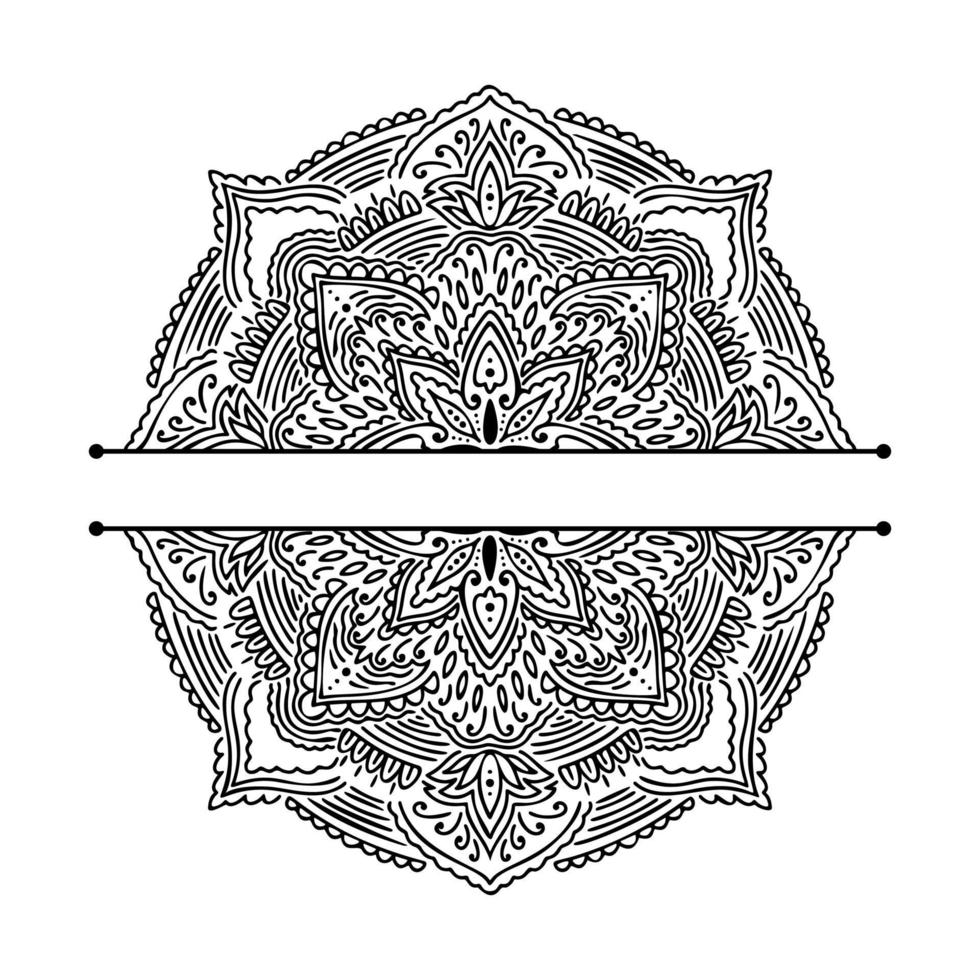 metade gráfica para inscrição redondo mandala abstrato isolado no fundo branco ... estilo oriental boho indiano shape.ethnic. vetor