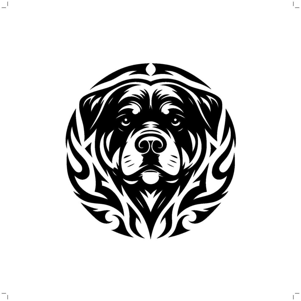 rottweiler cachorro dentro moderno tribal tatuagem, abstrato linha arte do animais, minimalista contorno. vetor