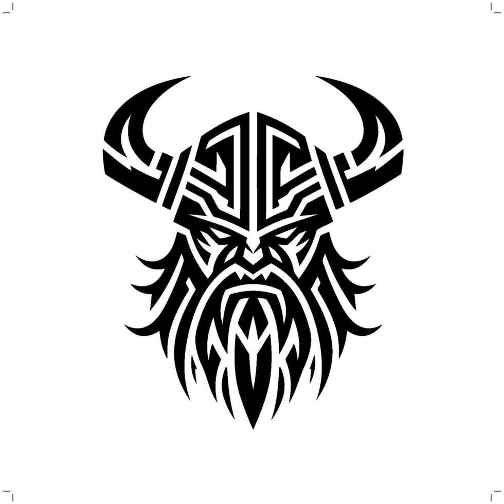 viking dentro moderno tribal tatuagem, abstrato linha arte do pessoas, minimalista contorno. vetor