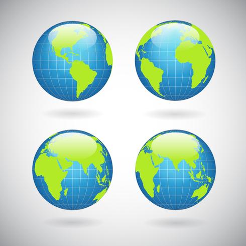 Conjunto de ícones do globo da terra vetor