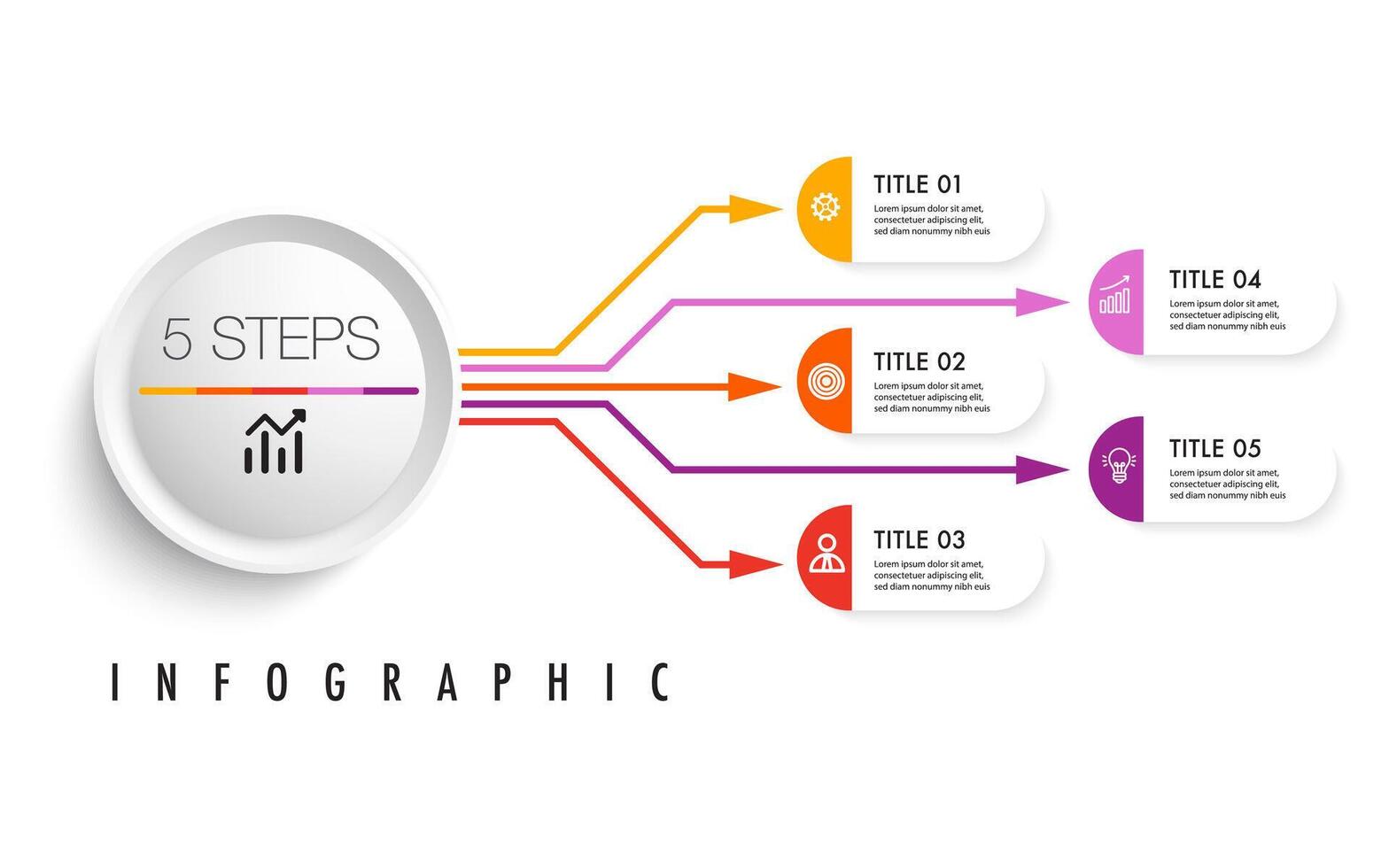 infográfico modelo 5 degrau para o negócio direção, vetor