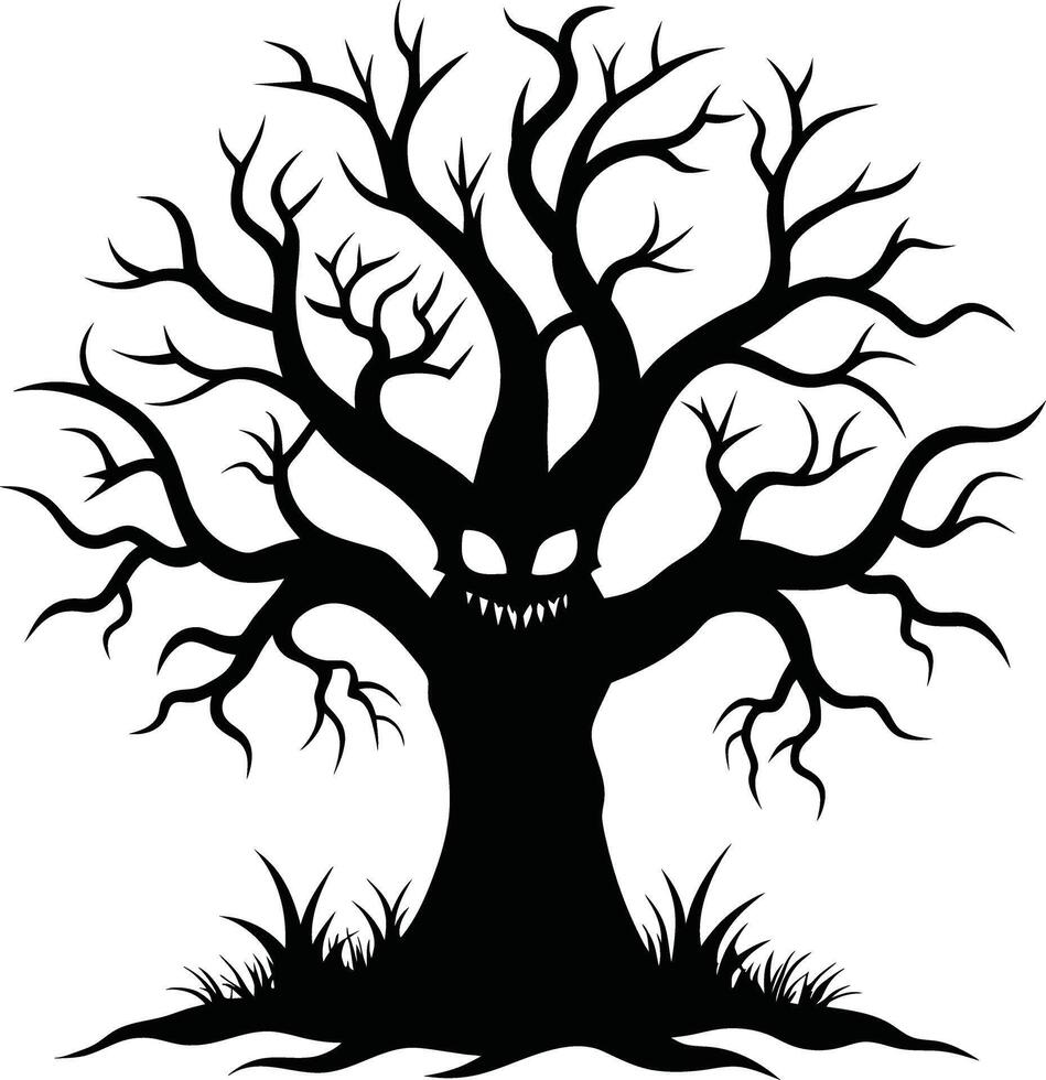 uma assustador silhueta do uma assustador árvore vetor
