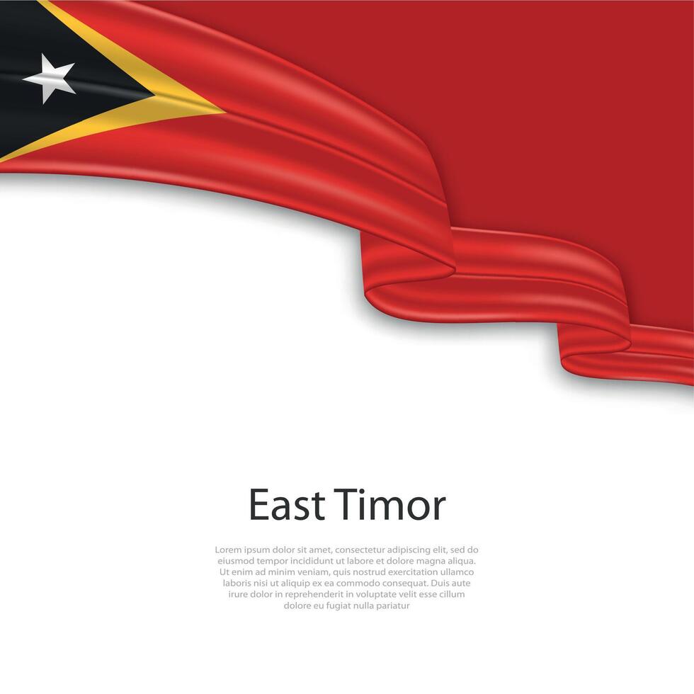 acenando fita com bandeira do leste timor vetor