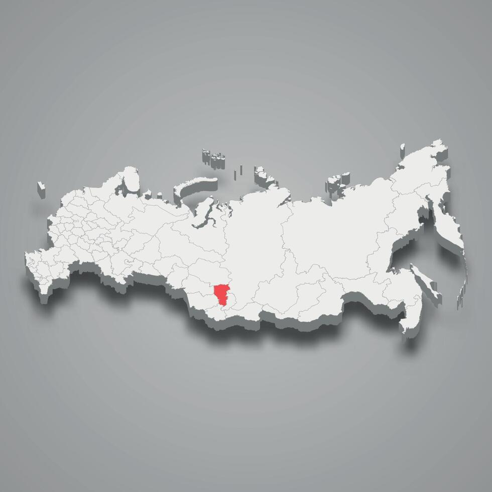 Kemerovo região localização dentro Rússia 3d mapa vetor