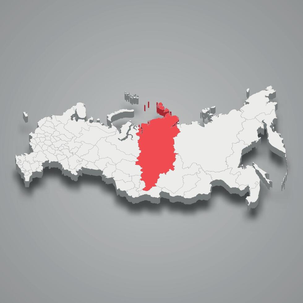 Krasnoyarsk região localização dentro Rússia 3d mapa vetor