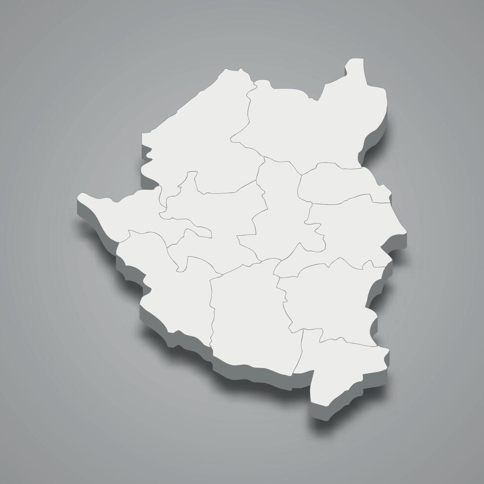 3d isométrico mapa do Kairouan é uma governadoria do Tunísia vetor