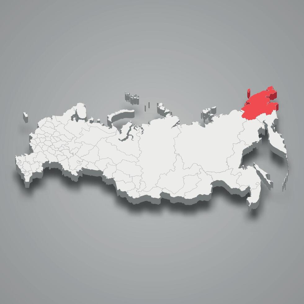 Chukotka região localização dentro Rússia 3d mapa vetor